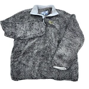 Iowa Hawkeyes Sweater Men Large Gray Deep Pile Sherpa Pullover Jacket Snap T